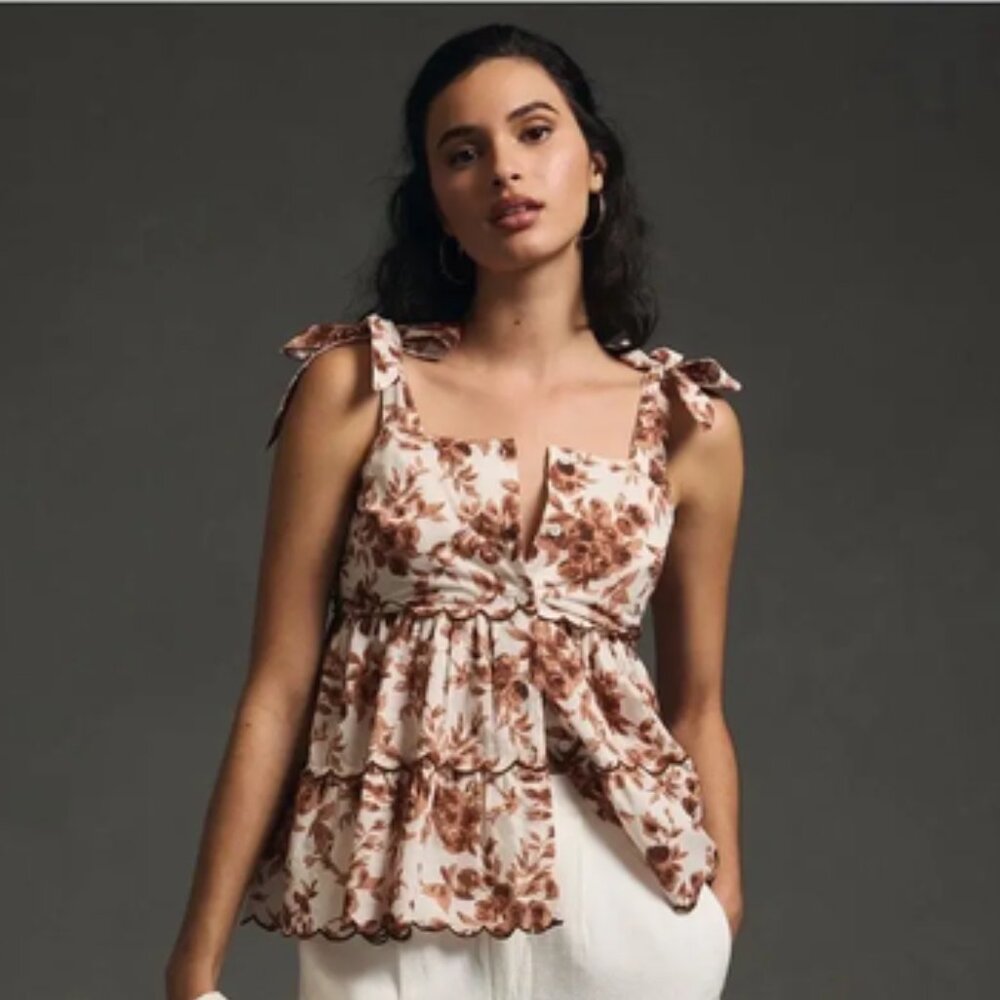 Mille Resort & Travel Peplum Tie-Strap Top – NWT – Size M